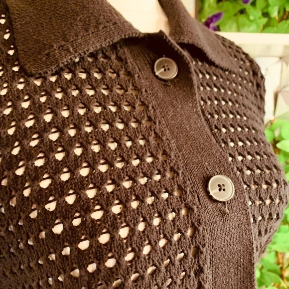 New Simply Vera Wang Women’s Medium Button Down Crotchet Black Cardigan NWT - Picture 3 of 12